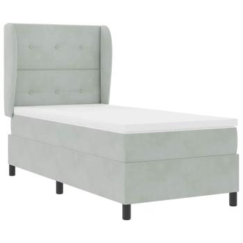 Boxspringbett mit Kopfteil Hellgrau 200 x 90 cm Samt