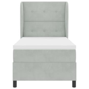 Boxspringbett mit Matratze Hellgrau 90x200 cm Samt