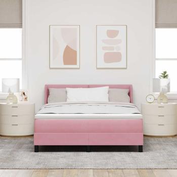 Boxspringbett mit Matratze Rosa 140x200 cm Samt