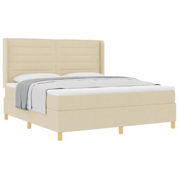 Creme Boxspringbett mit Matratze, 180x200 cm Stoff