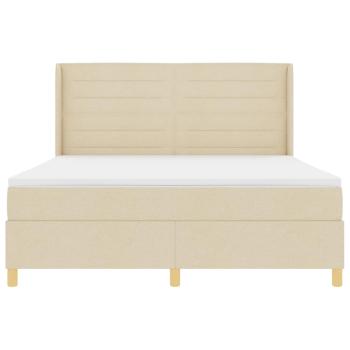 Creme Boxspringbett mit Matratze, 180x200 cm Stoff