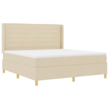 Creme Boxspringbett mit Matratze, 180x200 cm Stoff