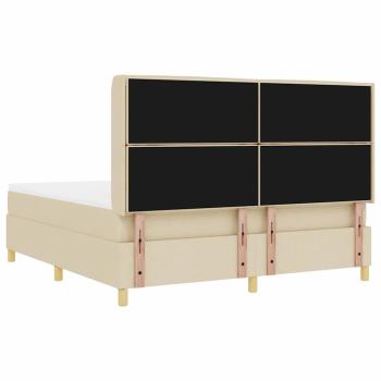 Creme Boxspringbett mit Matratze, 180x200 cm Stoff