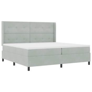 Boxspringbett mit Matratze Hellgrau 200x200 cm Samt