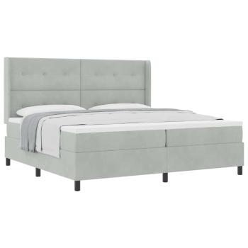 Boxspringbett mit Matratze Hellgrau 200x200 cm Samt