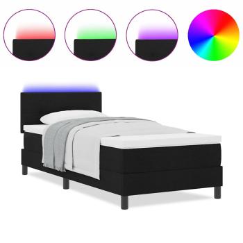 Bettgestell mit Matratze Schwarz und Weiß Stoff 90 x 200 cm