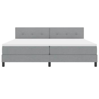 Bettgestell mit Matratze Hellgrau Stoff 200 x 200 cm Bettmatratze