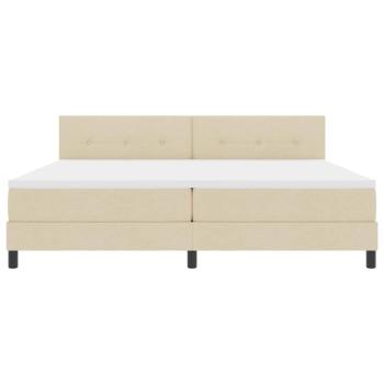 Bettgestell mit Matratze Beige Stoff 200 x 200 cm Bettmatratze