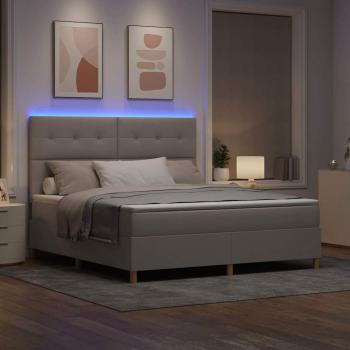 Bettgestell mit Matratze Taupe Stoff 180 x 200 cm Bettgestell