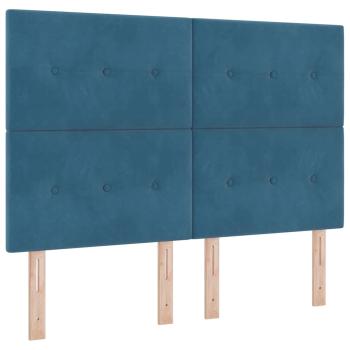 LED Boxspringbett mit Kopfteil Dunkelblau 160 x 200 cm Samt
