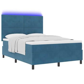 LED Boxspringbett mit Kopfteil Dunkelblau 160 x 200 cm Samt
