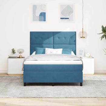 LED Boxspringbett mit Kopfteil Dunkelblau 160 x 200 cm Samt