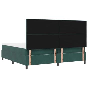 Boxspringbett mit Matratze & LED Dunkelgrün 200x200 cm Samt