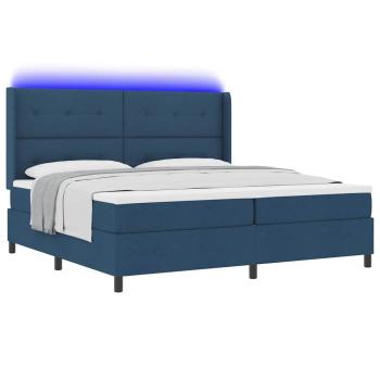 Boxspringbett mit Matratze & LED Blau 200x200 cm Stoff
