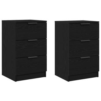 Nachttische 2er Set Schwarze Eiche 40x65x65 cm Aus Holzwerkstoff