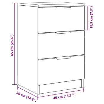 Nachttische 2er Set Schwarze Eiche 40x65x65 cm Aus Holzwerkstoff