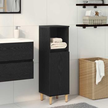 ARDEBO.de - Badezimmer Schrank Schwarz Eiche 30x30x100 cm Holzwerkstoff