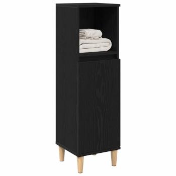 Badezimmer Schrank Schwarz Eiche 30x30x100 cm Holzwerkstoff