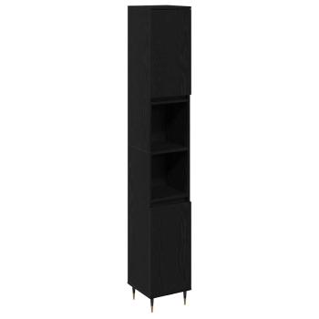 Badezimmer Schrank Schwarz Eiche 30x30x190 cm Sythetisches Holz