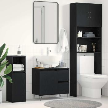 ARDEBO.de - Waschbeckenunterschrank Schwarz Eiche 65x33x60 cm Spanplatte