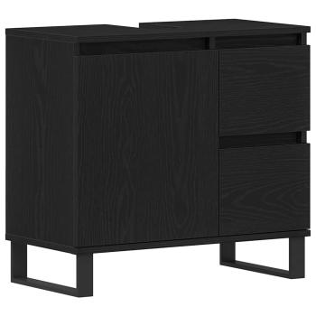 Waschbeckenunterschrank Schwarz Eiche 65x33x60 cm Holzwerkstoff