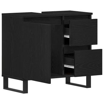 Waschbeckenschrank mit Tür Schwarz Eichen-Optik 65 x 33 x 60 cm