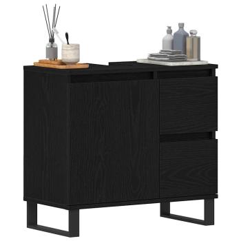 Waschbeckenunterschrank Schwarz Eiche 65x33x60 cm Holzwerkstoff