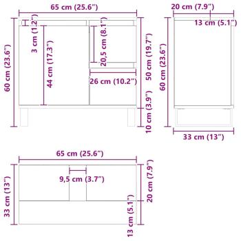Waschbeckenschrank mit Tür Schwarz Eichen-Optik 65 x 33 x 60 cm