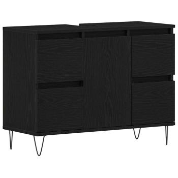 Badezimmer-Waschbeckenunterschrank Schwarz Eiche 80x33x60 cm Holzwerkstoff