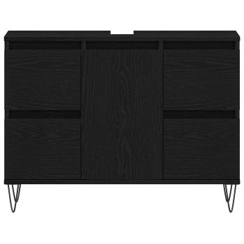 Badezimmer-Waschbeckenunterschrank Schwarz Eiche 80x33x60 cm Holzwerkstoff