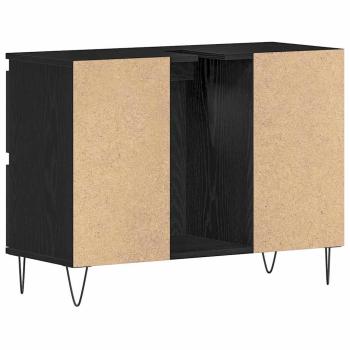 Badezimmer-Waschbeckenunterschrank Schwarz Eiche 80x33x60 cm Holzwerkstoff