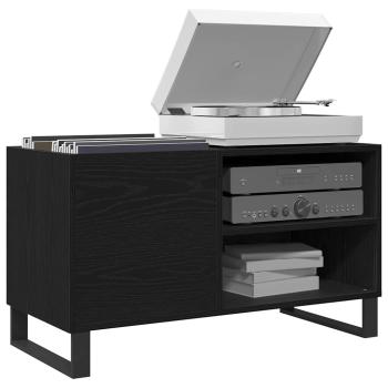 Plattenschrank Schwarz Eiche 84,5x38x48 cm Holzwerkstoff