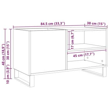 Plattenschrank Schwarz Eiche 84,5x38x48 cm Holzwerkstoff