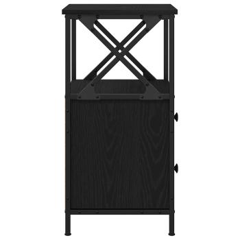 Nachttisch aus schwarzem Eichenholz 34x35,5x70 cm, Ingenieurlaminat