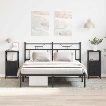 Nachtische 2er Set Schwarz Eiche 34x35,5x70 cm Holzwerkstoff