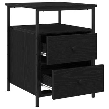 Nachttisch Schwarz Eiche 44x45x60 cm Holzwerkstoff und Stahl