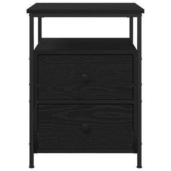 Nachttisch Schwarz Eiche 44x45x60 cm Holzwerkstoff und Stahl