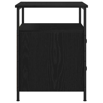 Nachttisch Schwarz Eiche 44x45x60 cm Holzwerkstoff und Stahl