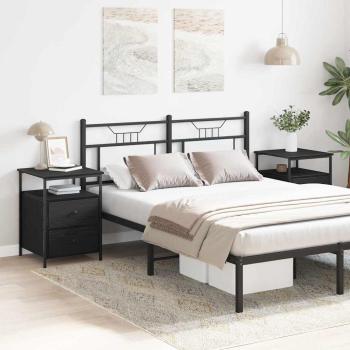 ARDEBO.de - Nachttische 2 Stück Schwarz Eiche 44x45x60 cm Holzwerkstoff