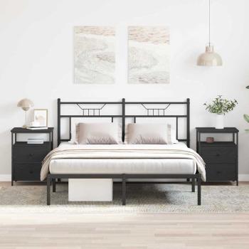 Nachttische 2 Stück Schwarz Eiche 44x45x60 cm Holzwerkstoff