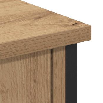 TV-Schrank Schwarz Eiche 101x35x65 cm Engineered Wood und Stahl