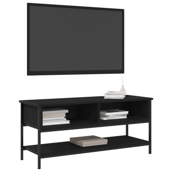 TV-Schrank Schwarz Eiche 100x35x45 cm Holzwerkstoff und Stahl