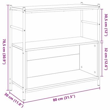 Bücherregal Schwarz Eiche 80x30x78,5 cm Holzwerkstoff