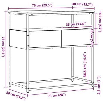 Konsolentisch Altholz 75x40x75 cm aus Holzwerkstoff und Stahl