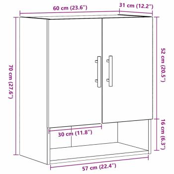 Wandregal Schwarz Eiche 60x31x70 cm Werkstoff