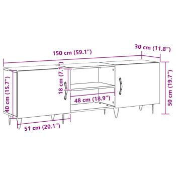 TV-Schrank Schwarz Eiche 150x30x50 cm Holzwerkstoff