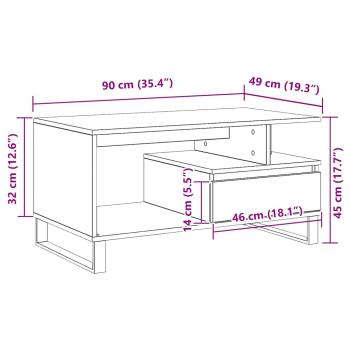 Couchtisch Schwarz Eiche 90x49x45 cm Engineering Holz