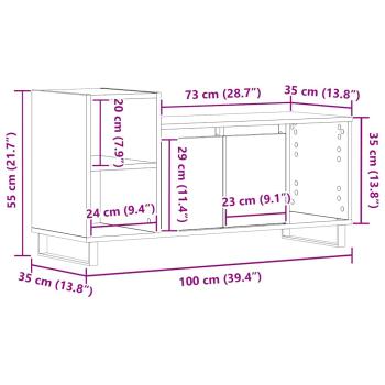 TV-Bank Schwarz Eiche 100x35x55 cm Werkstoff