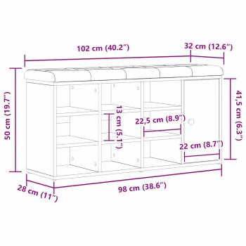 Aufbewahrungsbank Schwarze Eiche 100x30x48 cm Ingenieurholz