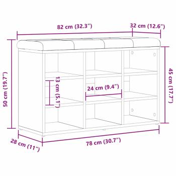 Schuhbank Schwarz 82 x 32 x 50 cm Holzwerkstoff